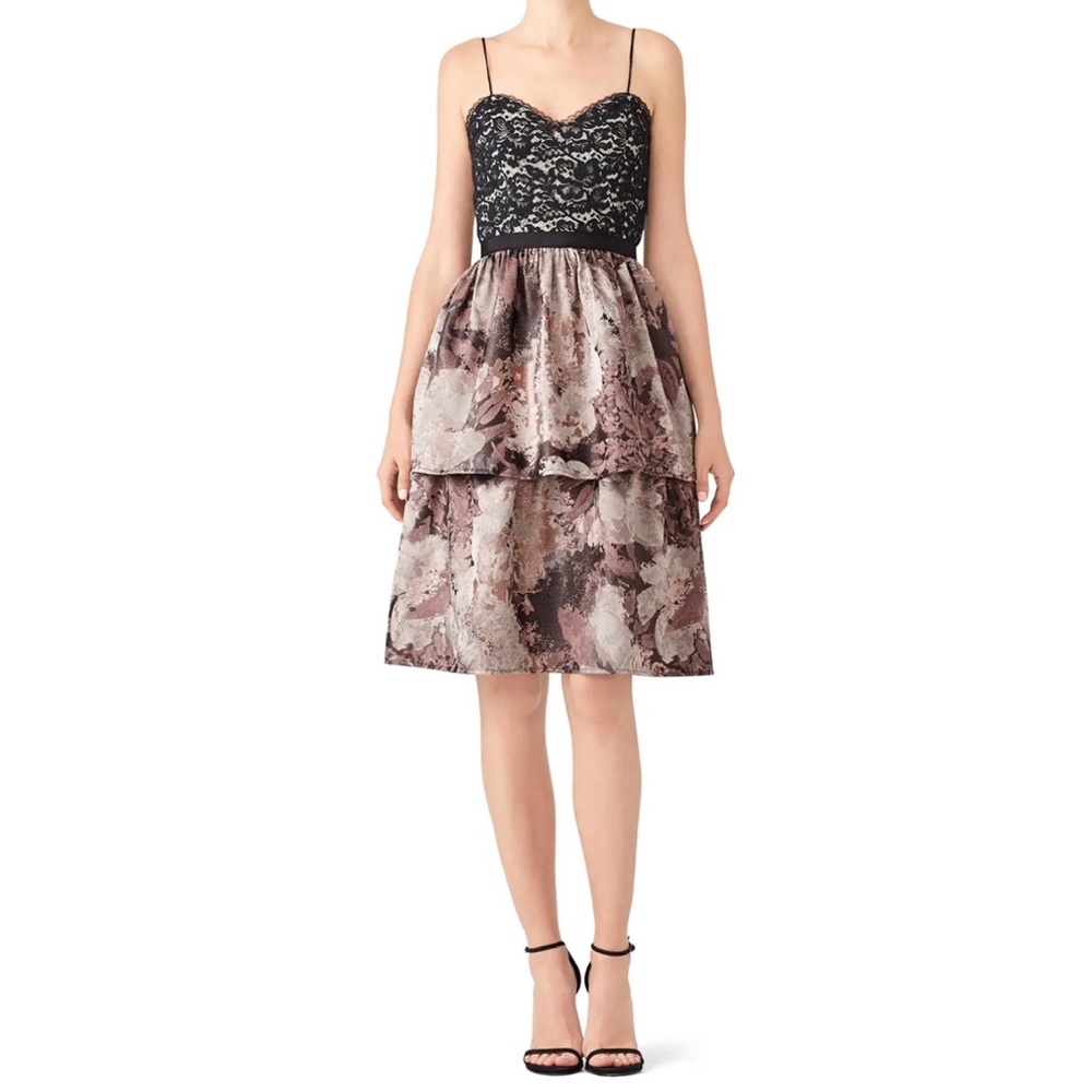 Slate & Willow Julia Rose Lace & Black Bodice Dress Size 6